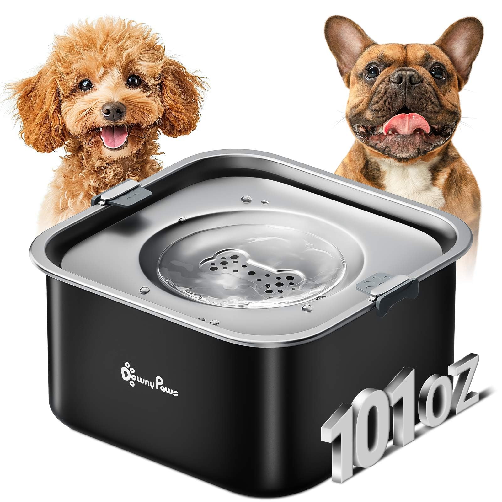 DownyPaws No Spill Water Bowl for Dogs 101oz/3L