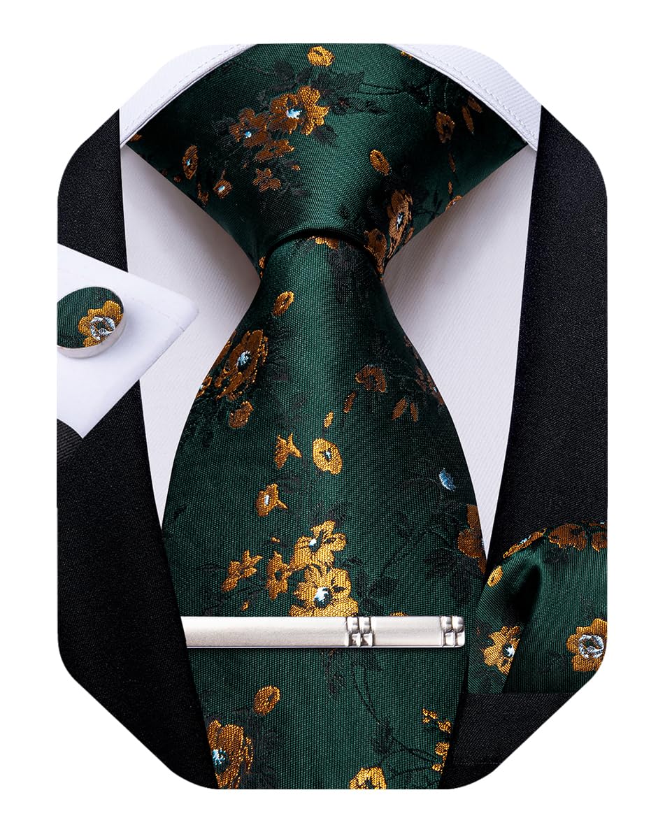 DiBanGu Silk Floral Ties for Men Woven Paisley Necktie