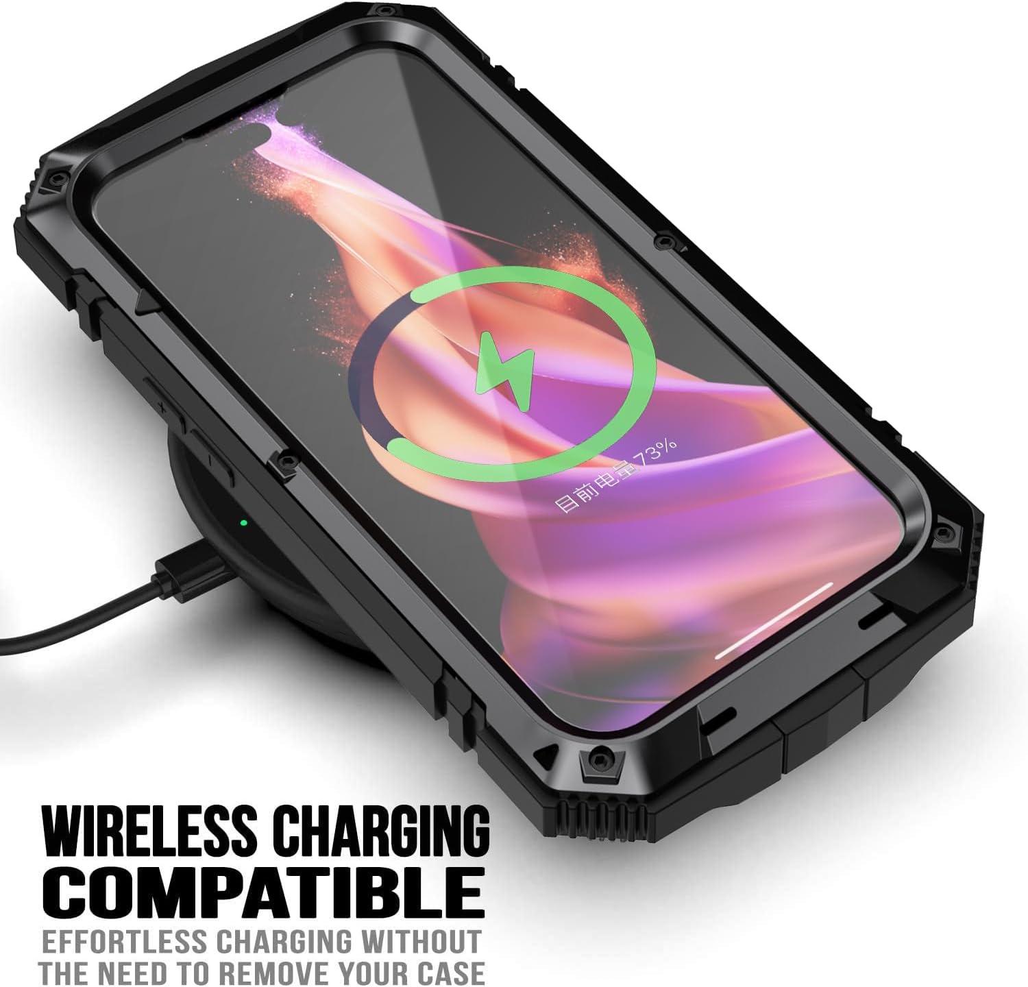 Lunivop fit for iPhone 15 Case 6.1inch Heavy Duty Rugged [Aluminium Stan] Military Grade Metal Rubber [Built in Screen Protector Camera Lens ] Phone Cover (, fit for iPhone 15 6.1'' 2023) Black