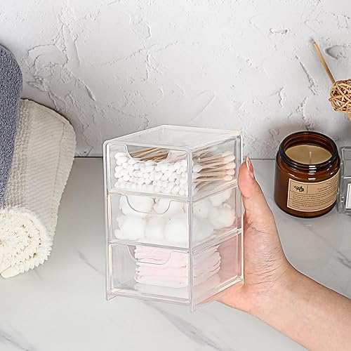 Miniatura 7 de BTSKY Paquete de 1 organizador de almacenamiento de acrílico pequeño con cajones, organizador de escritorio transparente de 3 capas para suministros