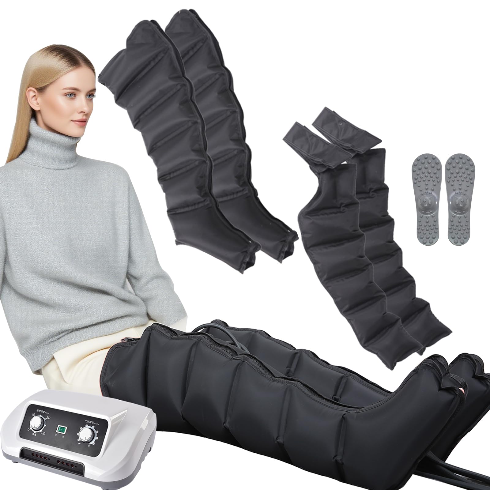 Pressoterapia Linfodrenaggio Total Body XXL, 6 Cameres Apparecchio Pressoterapia per Casa per Addome E Gambe E Braccia, Macchinario Pressoterapia Professionale Massaggio Linfodrenante