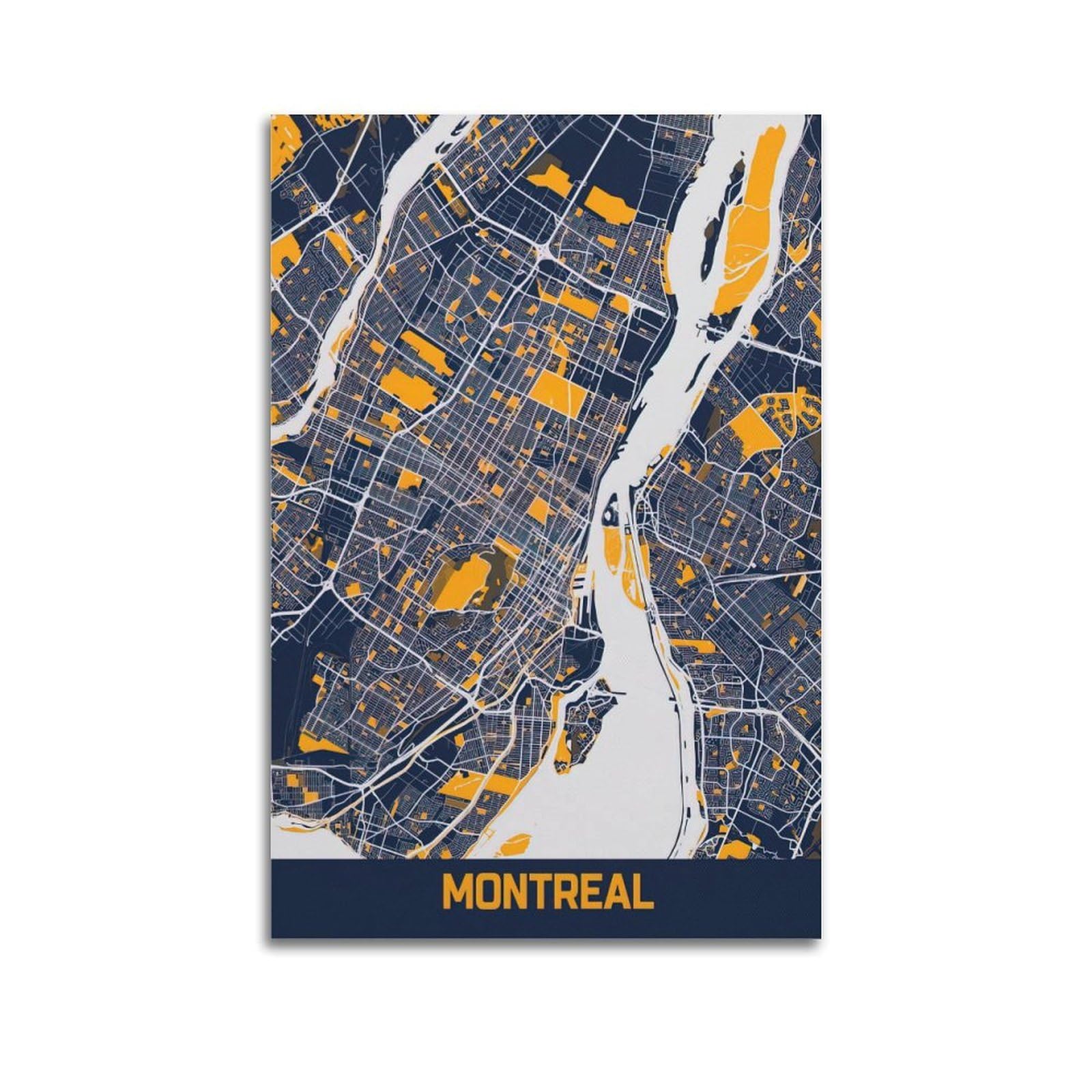OKAHYS Map Poster North America Canada Montreal Decorative Painting Canvas Wall Artworks Picture 20x30inch(50x75cm)