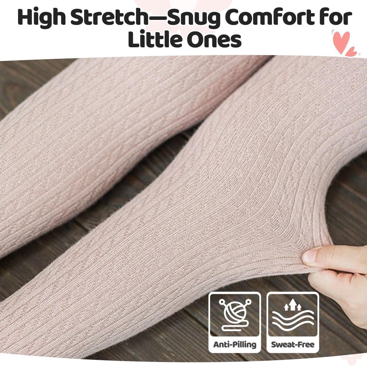 vanberfia Knit Baby Girls Tights: Cable Knit Cotton Warm Footed Leggings