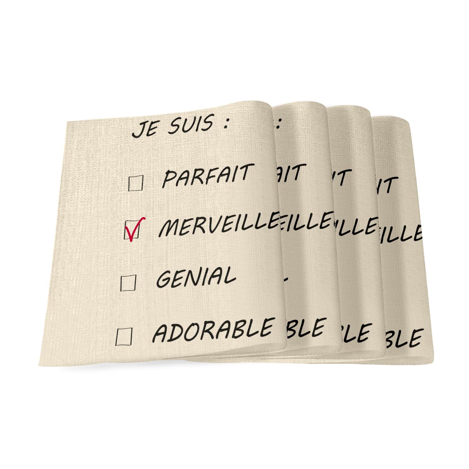 Sets de table en lin Je suis Merveilleux un cadeau homme unique grand format