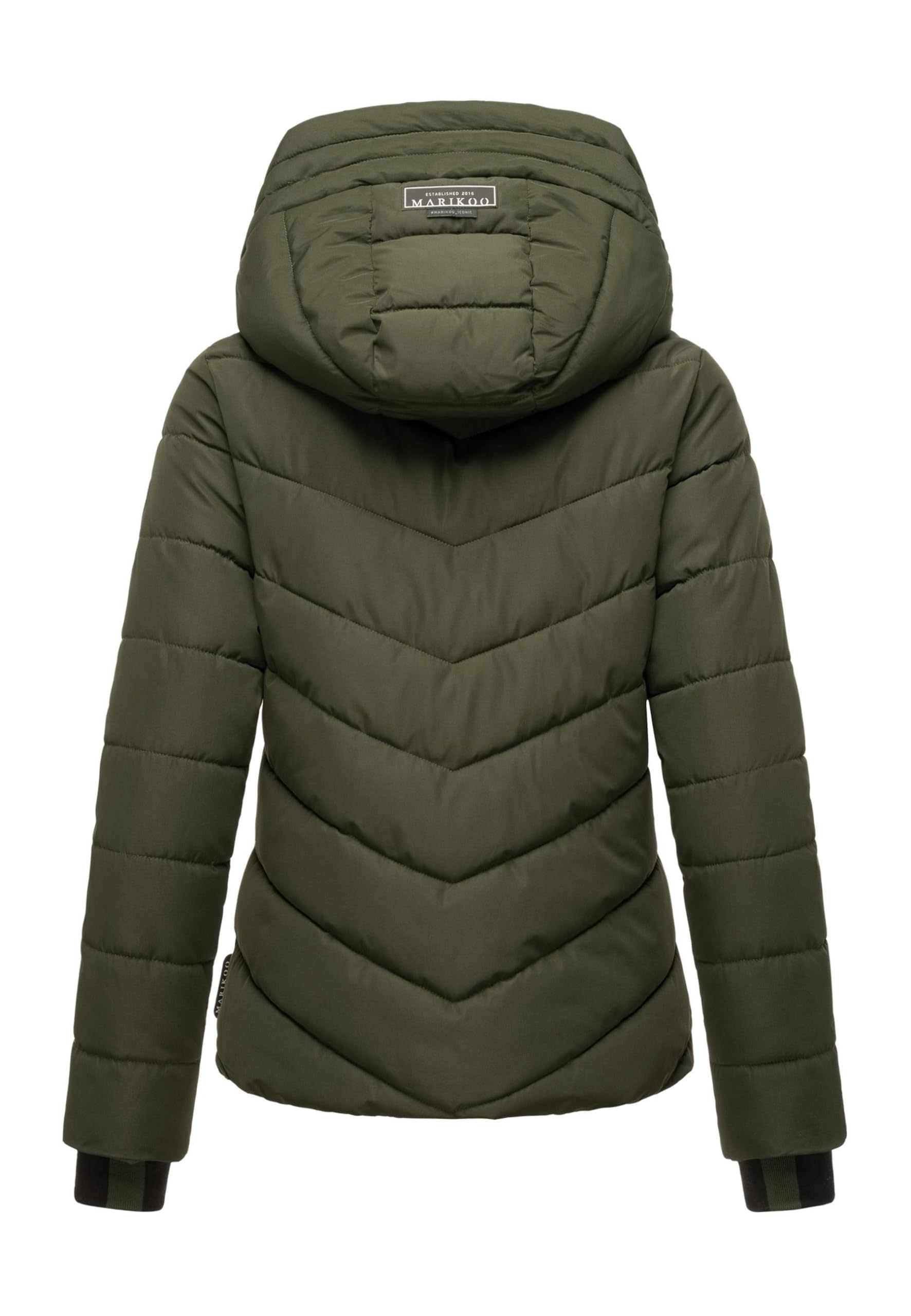 MARIKOO Winterjacke Damen (XS-3XL) - Wasserabweisend, Warm, Kapuze abnehmbar, Winddicht - Steppjacke, Frauen - Stehkragen, 4 Taschen, verlängerter Zipper