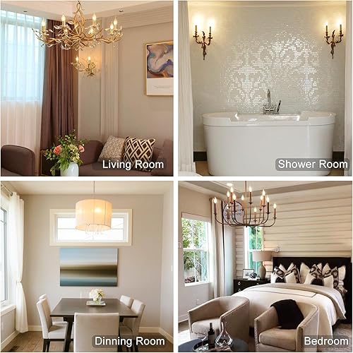 Miniatura 7 de KGC Bombilla LED para candelabro, 2700 K, blanco cálido, 450 lúmenes, bombilla LED Edison regulable, 4.5 W equivalente a 50 W, bombillas LED de vela