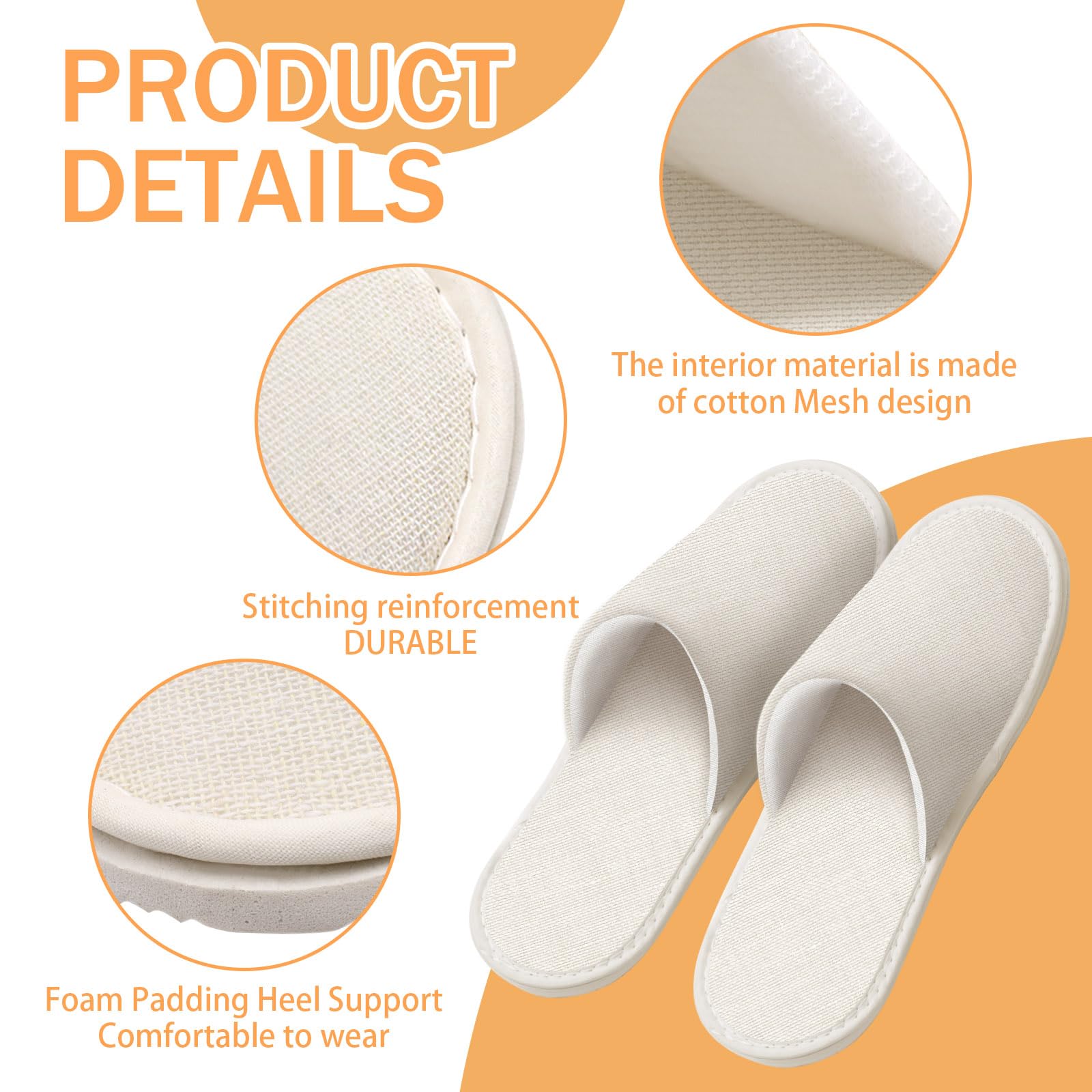 12 works Non Slip Disposable Slippers for Guest Reusable Spa Slippers - Image 3