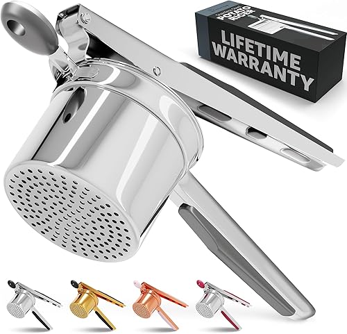 PriorityChef - Ricer de papas grande de 15 onzas, resistente de acero inoxidable, herramienta de cocina, prensa y triturador de papas, accesorio de