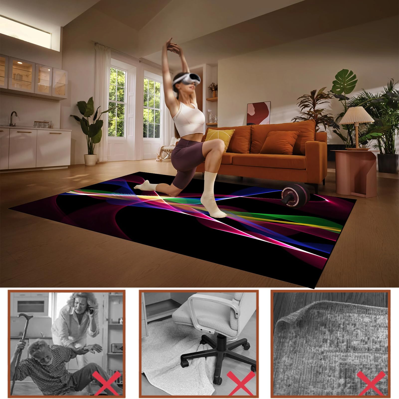 Dywan Krzesło Gamingowe, Ochraniacz Podłogi Wózki Inwalidzkie Biuro, Mata Ochronna Na Podłogi, Antypoślizgowa Mata Do Komputera Gry Na Podłogę 120 x 130 cm