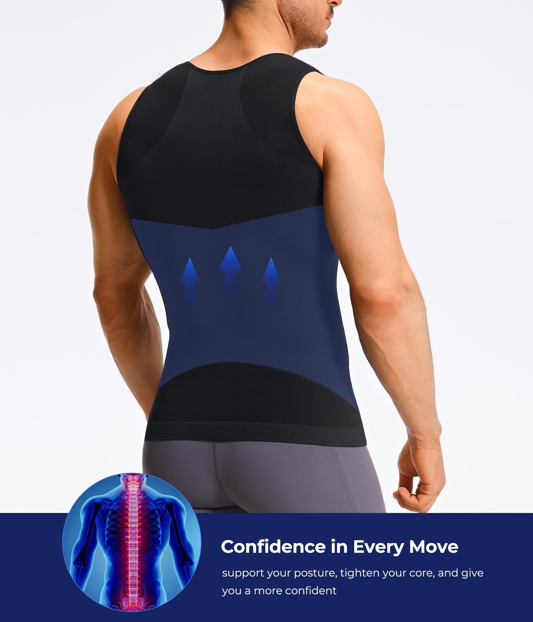 Gotoly Débardeur de Compression Homme Gaine Ventre Plat Maillot de Corps Amincissant Gilet de Compression Minceur Body Gainant