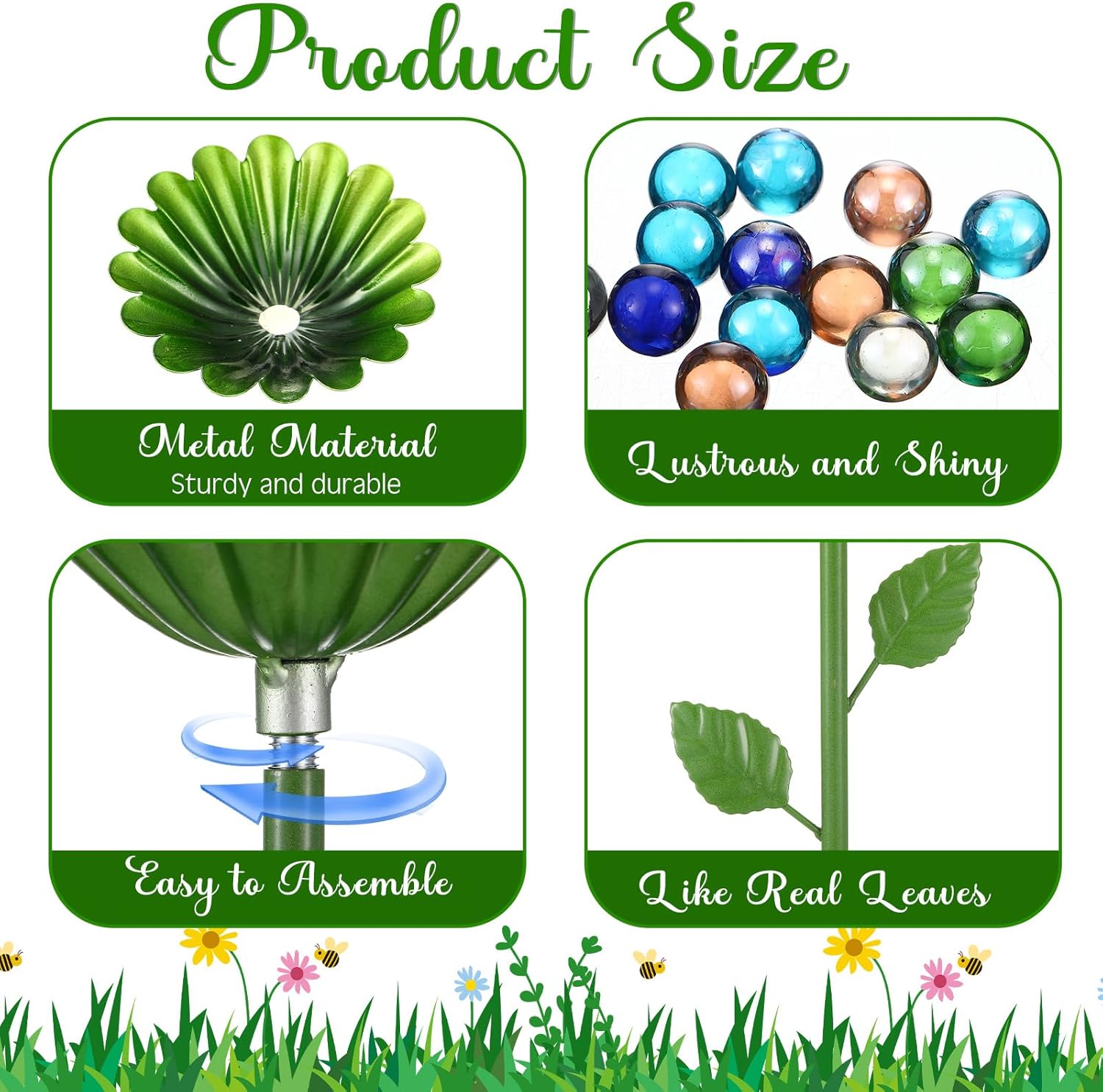 Baderke 4 Pack Bee Watering Station, Metal Butterfly Pollinator Water Feeder with Flower Design, Colorful Bee Bath Bowl with 50 Glass Marbles, Butterfly Watering Station for Outdoor Garden Yard Decor