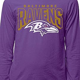 Junk Food Clothing x NFL - Baltimore Ravens - Bold Logo - Unisex Adult Long Sleeve T-Shirt for Men and Women - Size Small