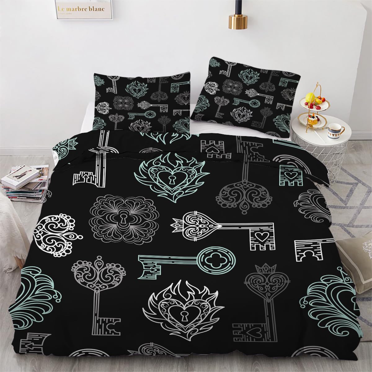 Housse de couette boho 240x260cm en microfibre douce et finitions haut de gamme