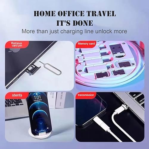 Miniatura 3 de JUSGTPS Camysee - Funda para cable 9 en 1 caja de almacenamiento de conversión de cable adaptador USB 60 W carga rápida USB tipo C micro cable