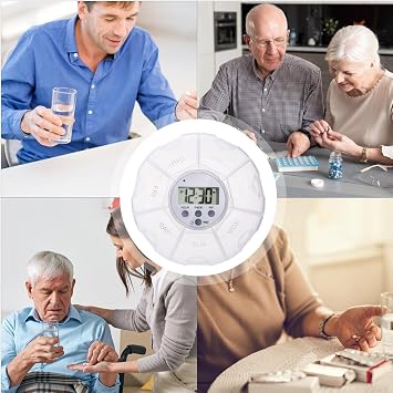 Smart Pill Dispenser - Travel Organizer, LED Light, Timer Reminder | 7 Compartment Medicine Storage Box, Portable Supplement Container with Voice Recording, Compact Health Care Organizer for Daily Use