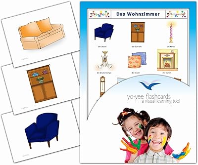 Living Room Flash Cards in German - Bildkarten zur SprachfÃ¶rderung - Wohnzimmer