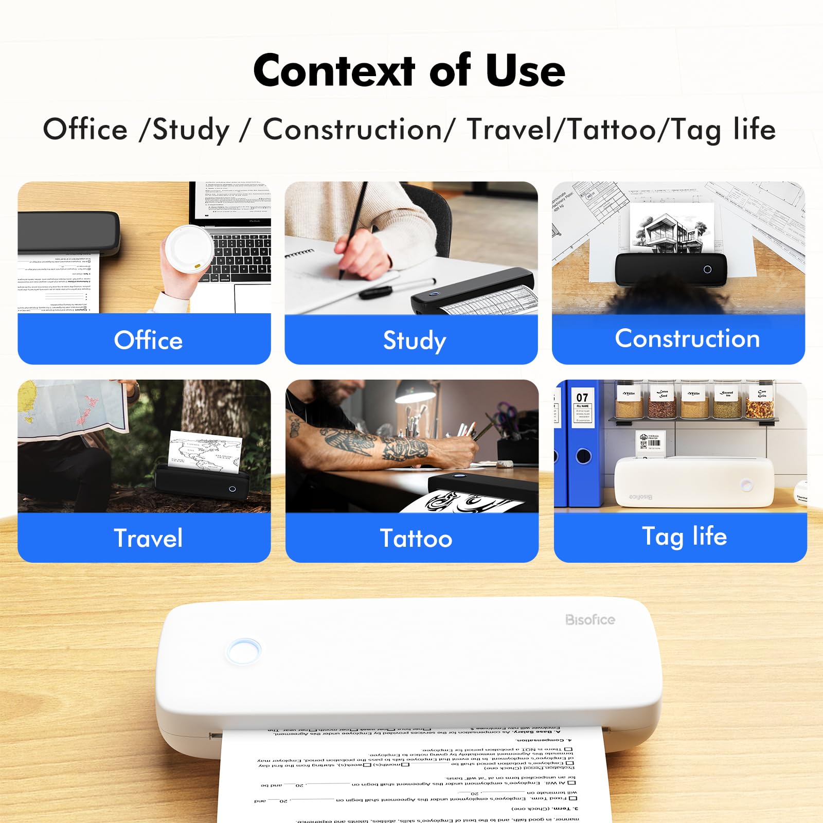 Stampante a trasferimento termico portatile A4 Wireless USB Connect with Mobile Compute US Letter per ufficio scuola Viene fornito con 3 rotoli di carta termica compatibile con Windows (bianco)