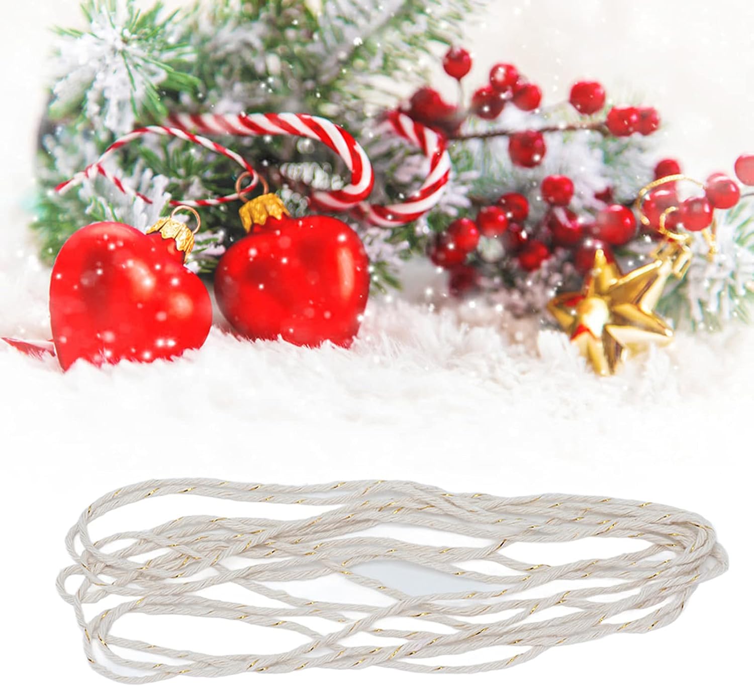 Aladeno 2m String Cotton Bakers Twine Present Wrapping Twine Reusable Present Box Rope for Birthday Wedding Crafts Present Case Wrapping Holiday Decorations (White)