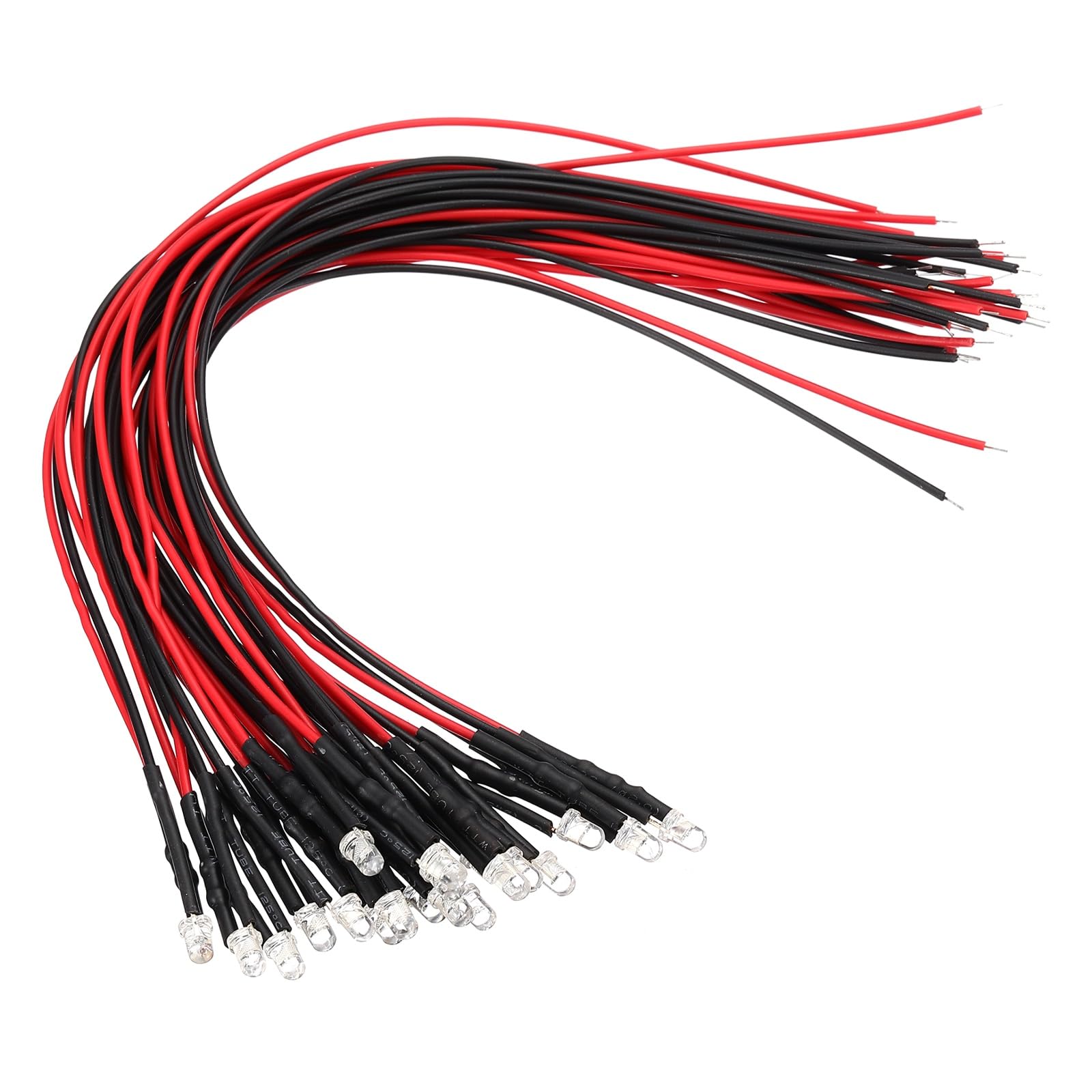 VIAPUICE 20 Pcs 3mm Pre-Wired Small Emitting LED Lights Width 6V Light,Colored Fast High Brightness LED Diode Light for DIY Electronics Experiments, Indicator Lights, PCB Circuits