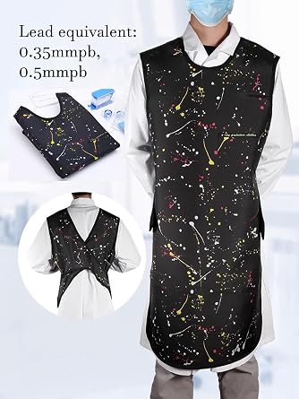 Black X-ray Protective Lead Apron, Adult Radiation Protection Lead Vest Shield, Lead Equivalent 0.35mmpb 0.5mmpb(0.35mmpb)