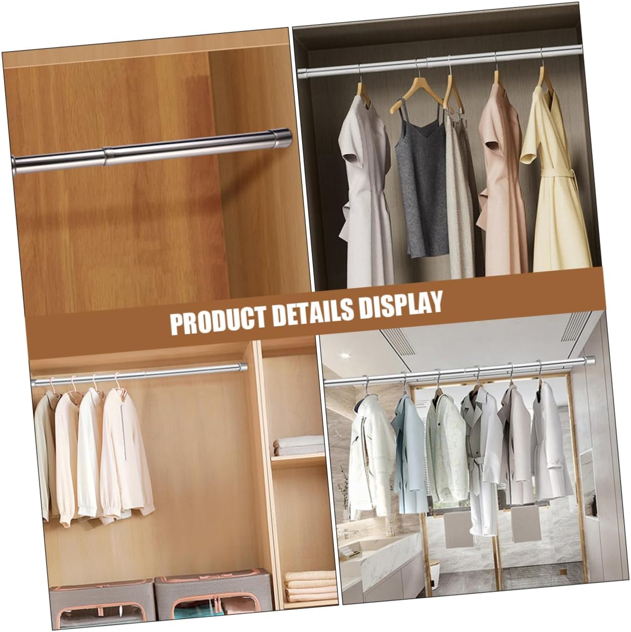 Alipis Stainless Steel Retractable Clothes Rail Adjustable Tension Pole for Closet Bathroom and Shower Use No Drill Installation Versatile Clothesline and Curtain Rod