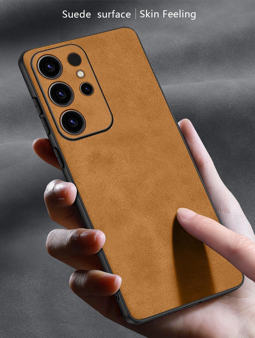 for Samsung Galaxy S25 Ultra Case, TPU and Suede PU Leather Case, Anti-Vibration Anti-Slip Ultralight Luxury Case for Samsung Galaxy S25 Ultra 5G 6.9 Inch, for Men Women (Brown) - Image 5