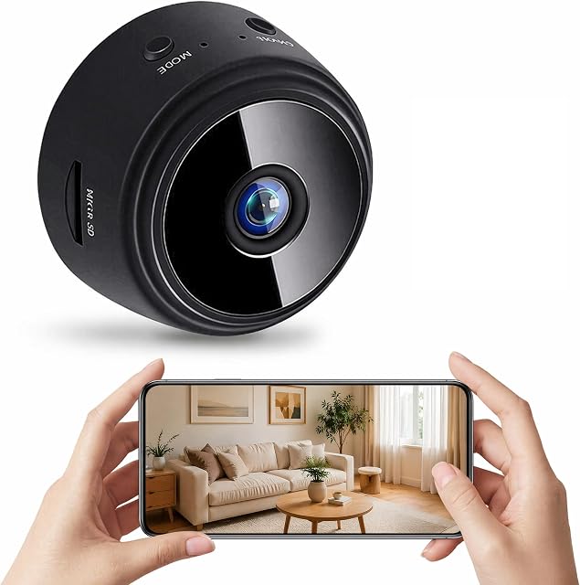 Mini Security Camera, 1080P HD WiFi Wireless Small Magnetic Camera with APP and Built in Battery for Home, Office, Car, Baby, Pet (Black)