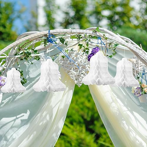 Miniatura 4 de 24 campanas de boda de papel blancas colgantes grandes para novia, campanas de boda para ceremonias, baby showers, suministros de decoración de