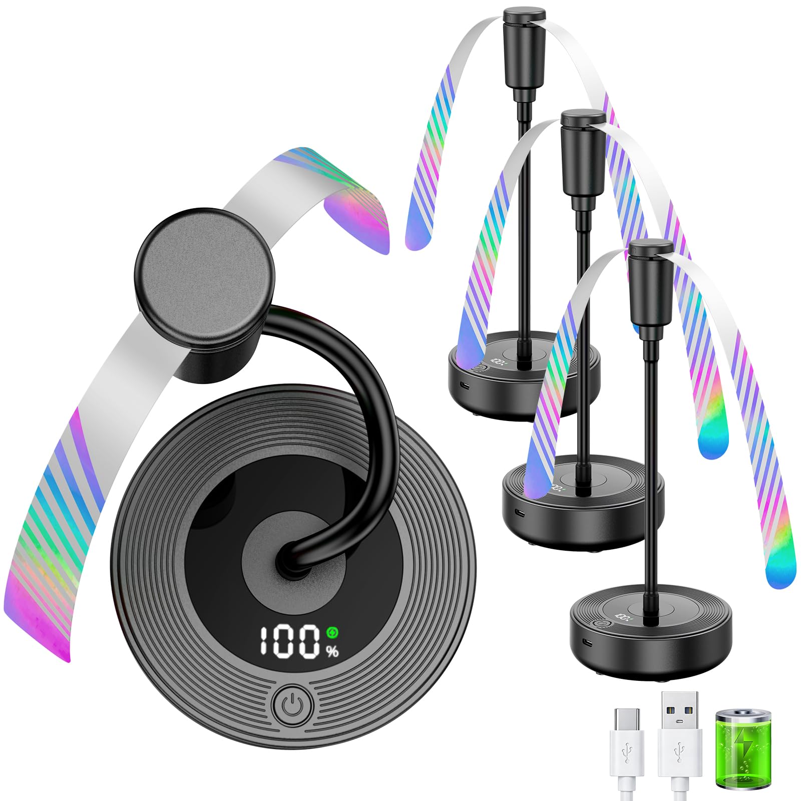 Photo 1 of **UNTESTED**
TriPole Fly Fans for Tables, 2000mAh Rechargeable Battery Operated Food Fan Lasts 20 Hrs with LED Display, Portable Fly Table Fan Indoor Outdoor for Picnic, Party, BBQ, Kitchen, Patio, 4 Pack