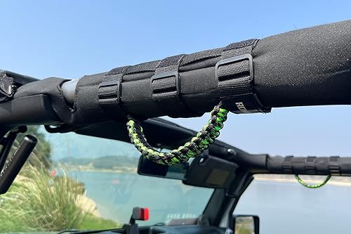 Miniatura 6 de Asas de agarre de barra antivuelco para Jeep, asas de agarre de cuerda de paracaídas compatibles con Jeep Wrangler YJ TJ JK JKU JL JLU, verde mixto,