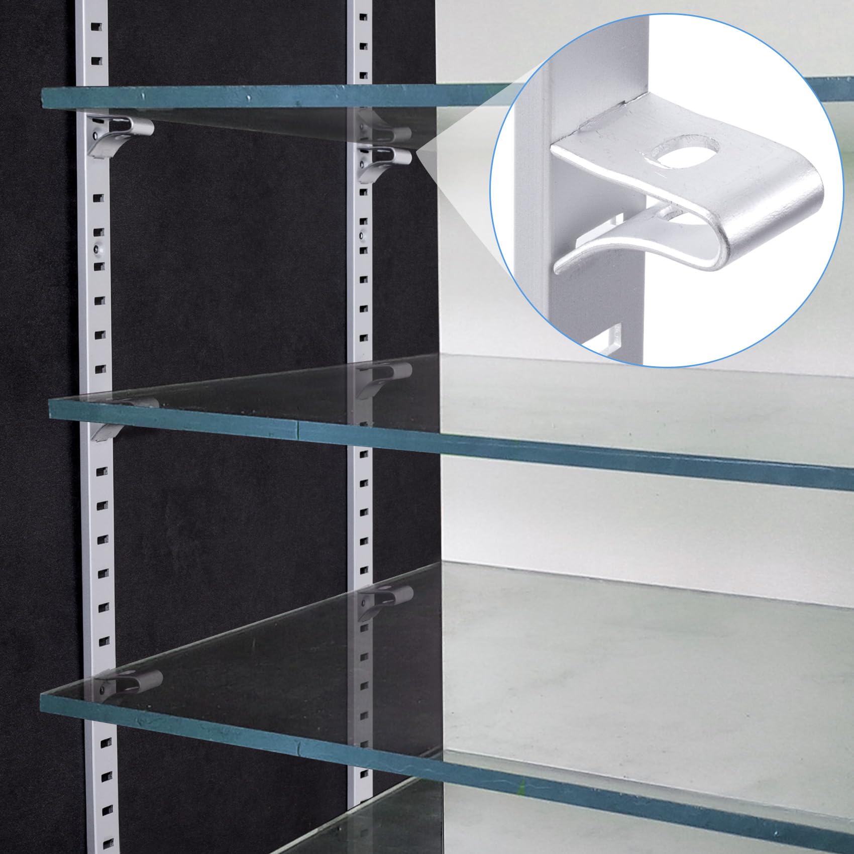 24 Stück Schrankregal-Clips Aus Aluminium – Verstellbare Halterungen Für Metallregale, In Silber