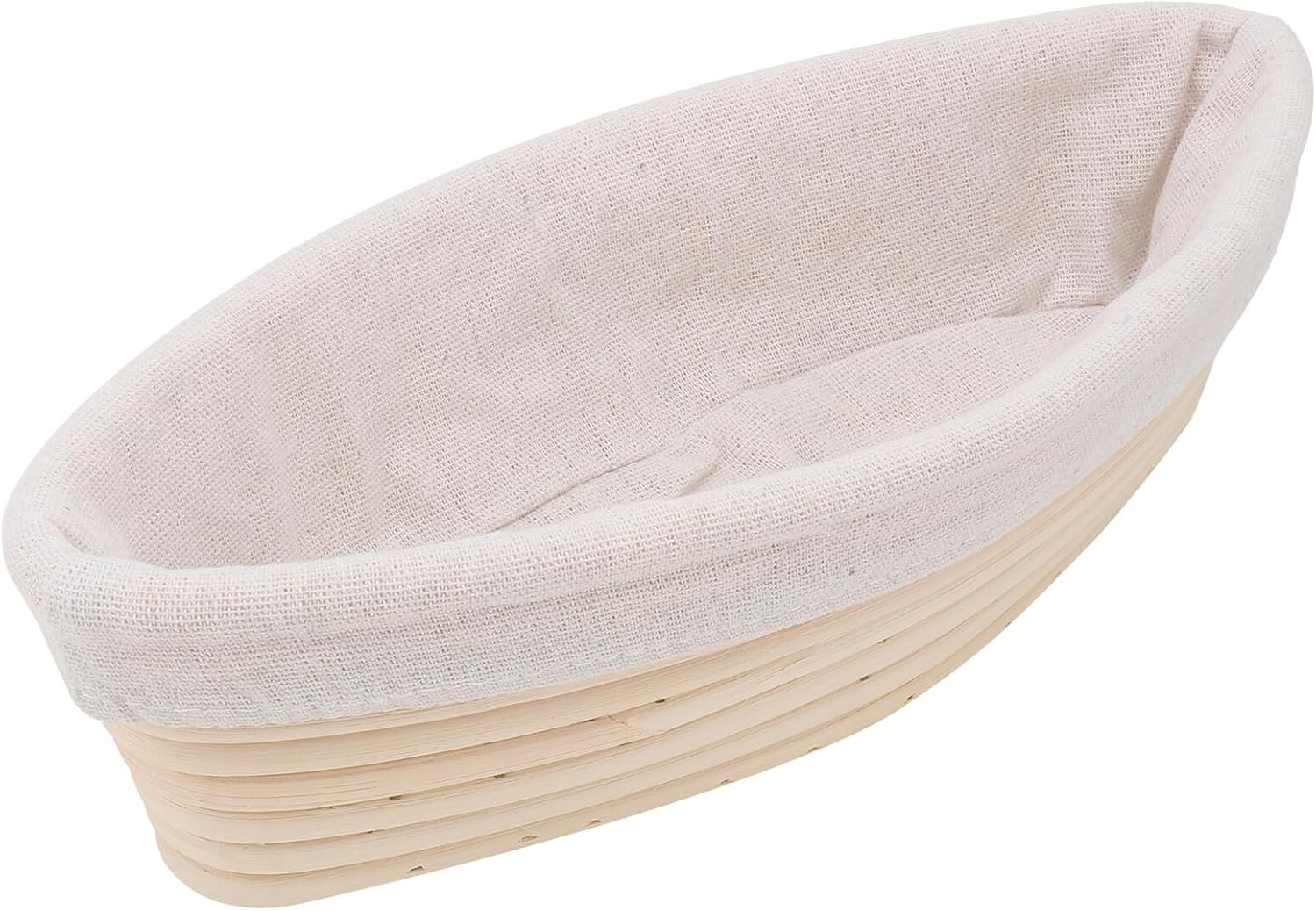 Rattan Woven Bread Basket with Diamond Cloth Liner 29×12.5×7cm Baking Proofing Basket for Sourdough Dough Fermentation and Leavening for Home Bakers