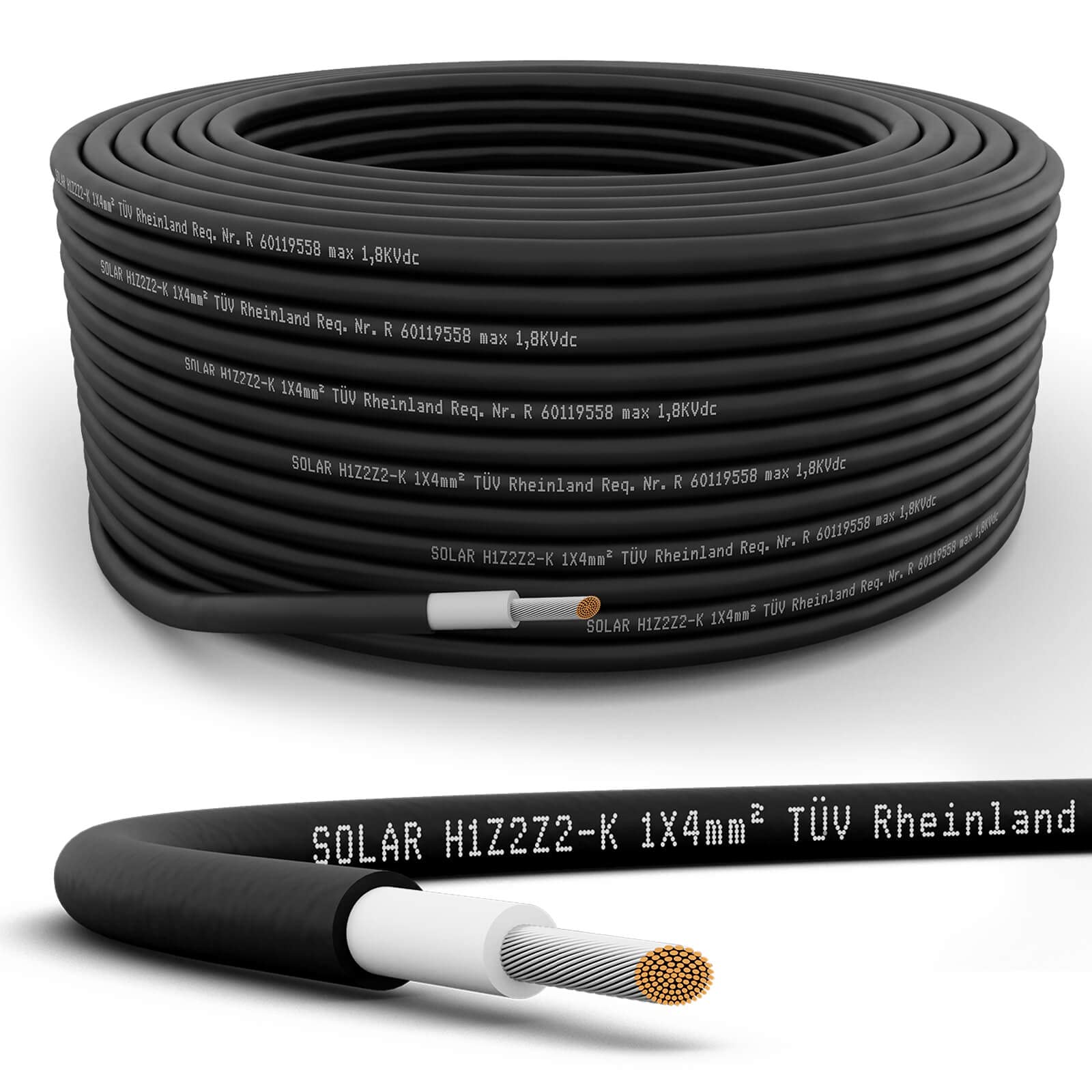 Cable solar de 50 m, 4 mm² para instalaciones fotovoltaicas de hb-digital, módulo solar, cable de extensión de cobre puro, cable de extensión para panel solar, cable trenzado, cable único, flexible