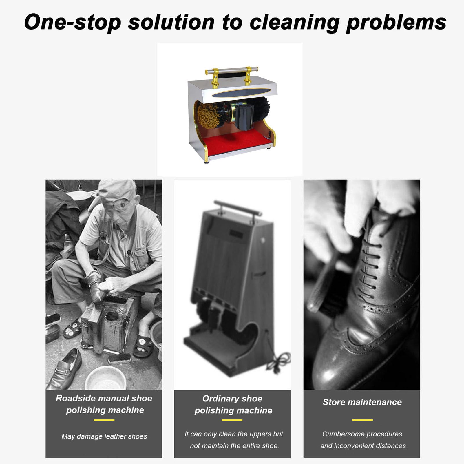 Máquina eléctrica de lustrado de zapatos, dispositivo automático de pulido de zapatos con cepillos dobles para una limpieza eficiente, ideal para entradas de hotel y uso doméstico