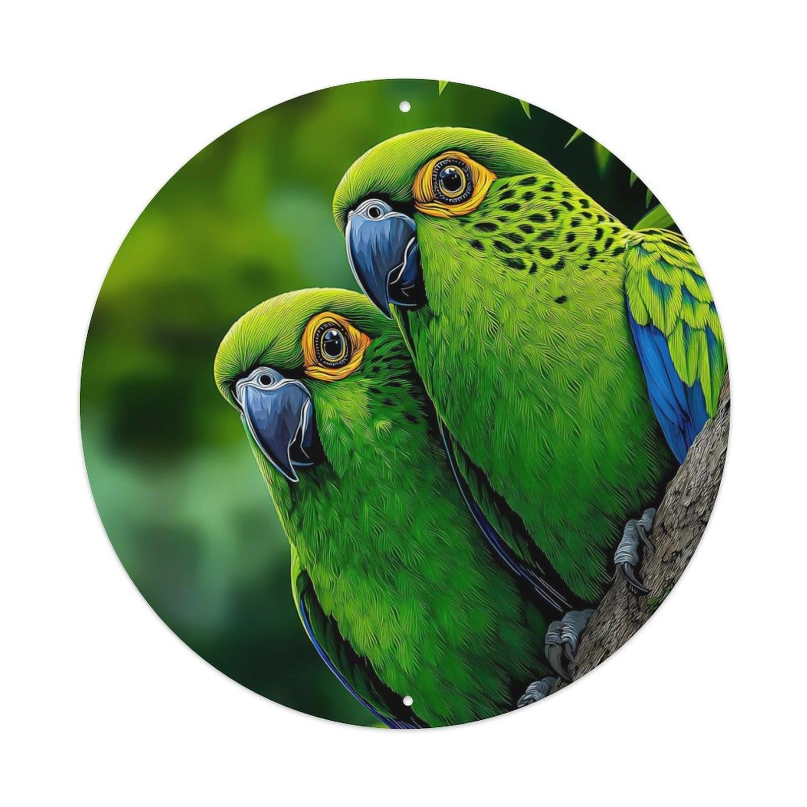 Animal Green Amazon Parrots Tropical Jungle Bird Vintage Metal Tin Sign Plaque Wall Decor for Cafe, Club Bar, Office, Garden Metal Poster 8x8Inch