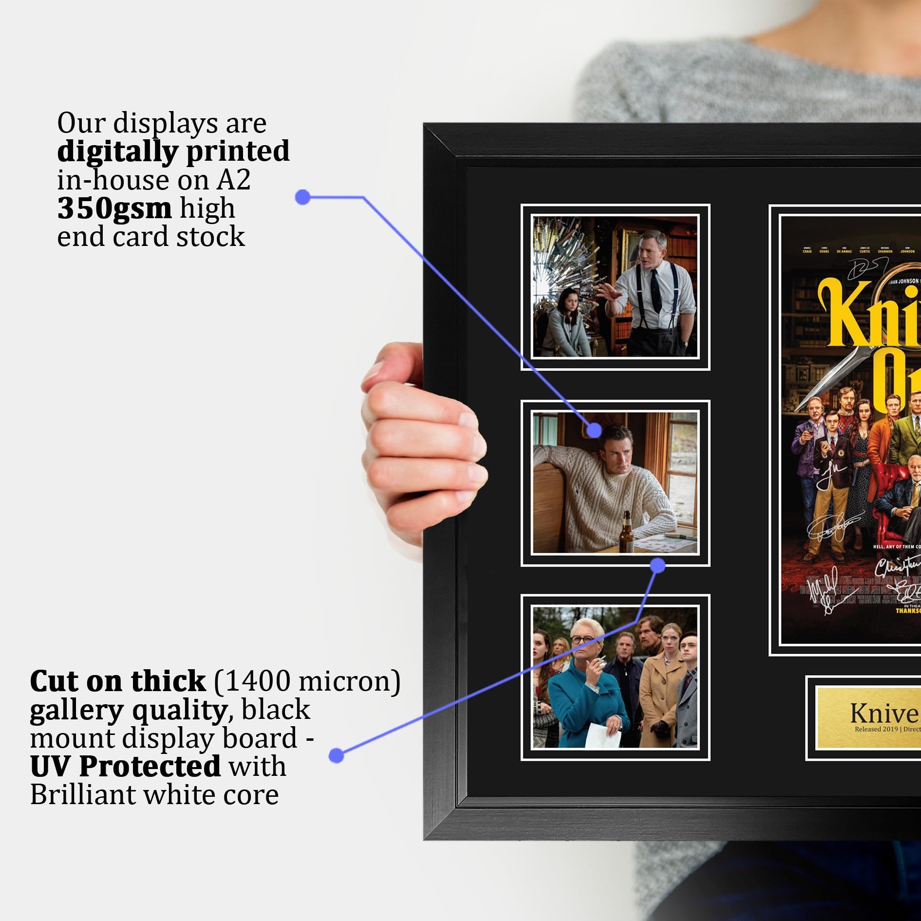 HWC Trading Knives Out Podpisany Plakat Filmowy A2 Deluxe w Ramie