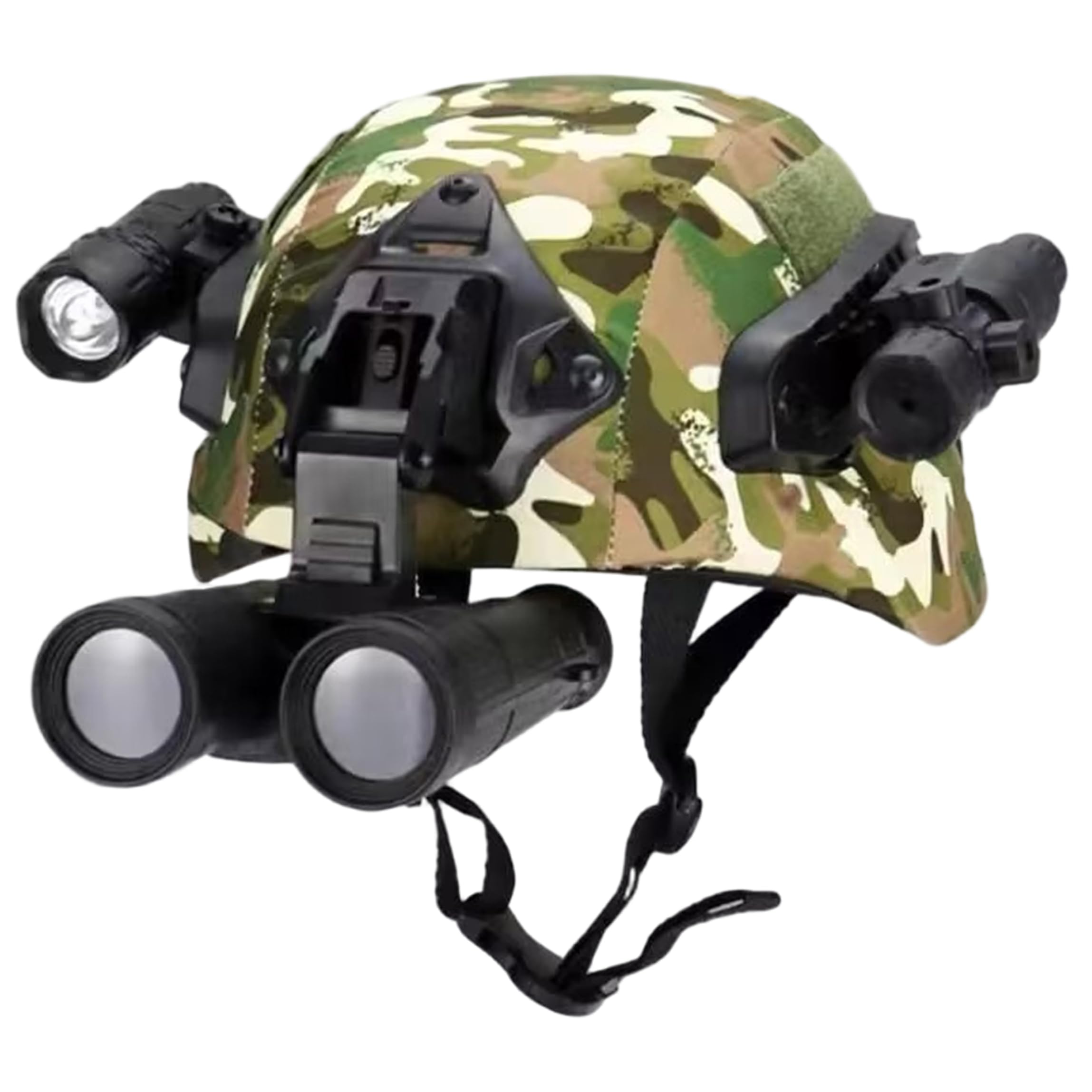 Casco balistico, Casco Leggero per Bambini con telescopio e Torcia Set Completo Airsoft e Costume Militare Cosplay con Guide modulari, balistico Nero