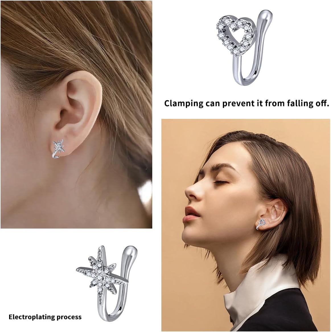 11 Pcs Nose Clips Multi-Style Fake Noses Rings for Women and Men Nose Ring Clip Copper Non-Piercing Crystal Accents Non Pierced Nose Jewelry