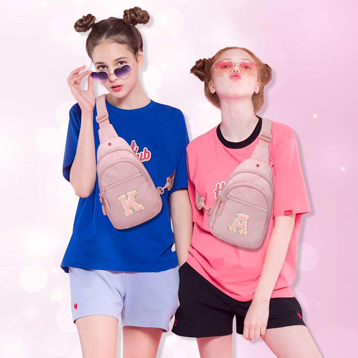 Small Initial Sling Crossbody Bags for Girls Fanny Pack Chest Bag Purse Personalized Birthday Gift - Pink - A - Image 7