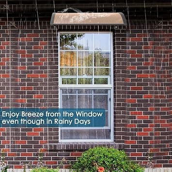 116 inch / 78 inch / 39 inch Window Awning Outdoor Polycarbonate Hollow Sheet Door Patio Canopy (Dark Brown Canopy + Black Bracket, 40''x 80'')