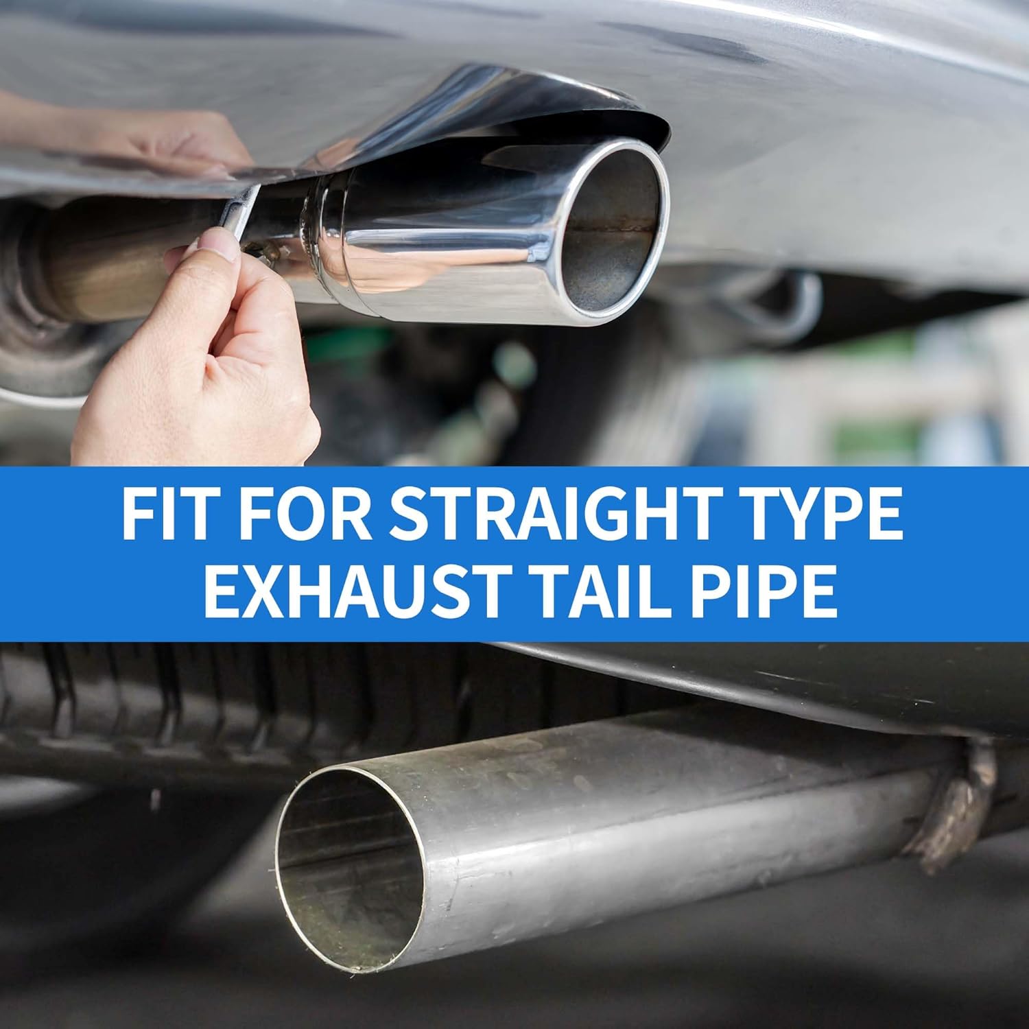 1 Pc Exhaust Tip 1.6" - 3.0" Inlet 3.9" Outlet 7.3" Length Tailpipe Universal Car Bolt on Stainless Steel Burnt Blue Rear