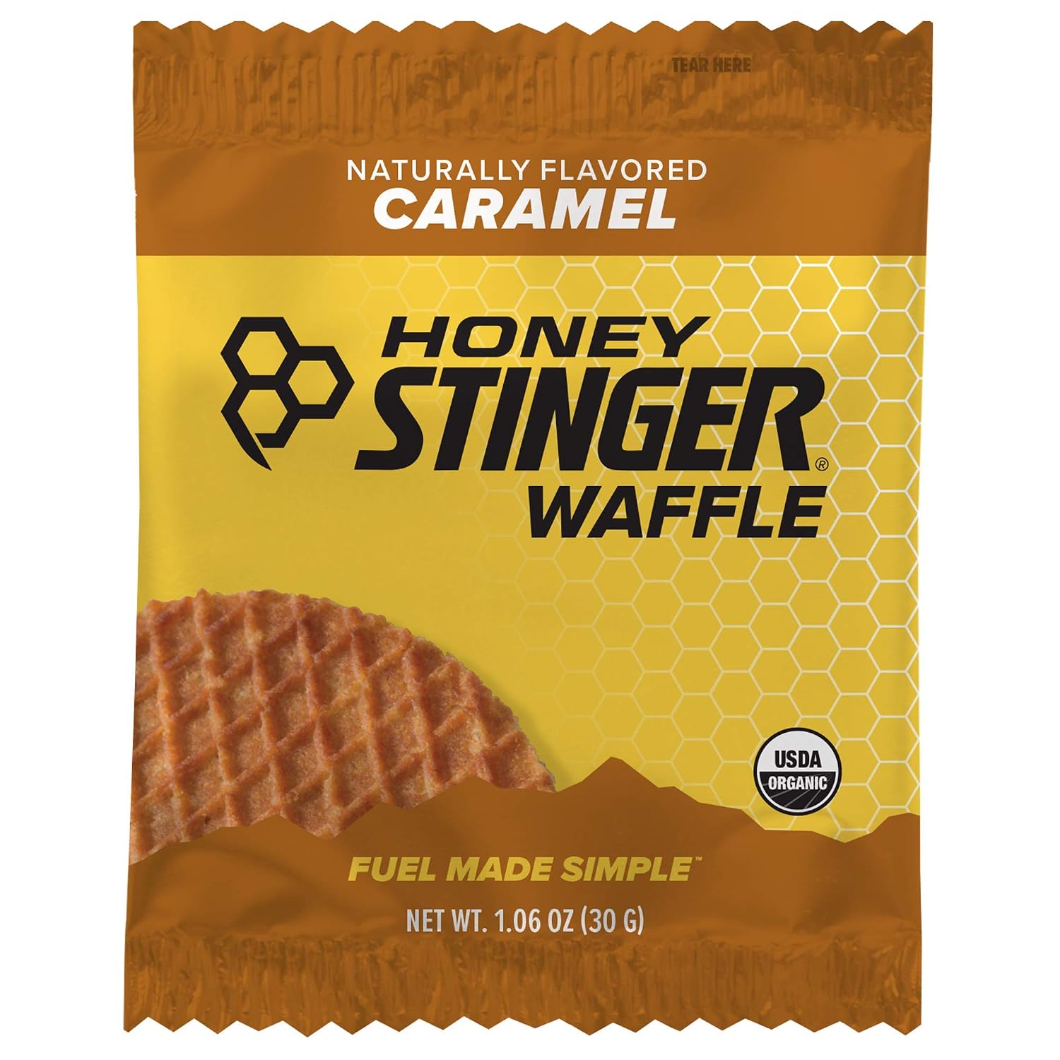Honey Stinger Organic Waffle, Caramel, Sports Nutrition, 1.06 Oz, Pack of 16 (I00073751)