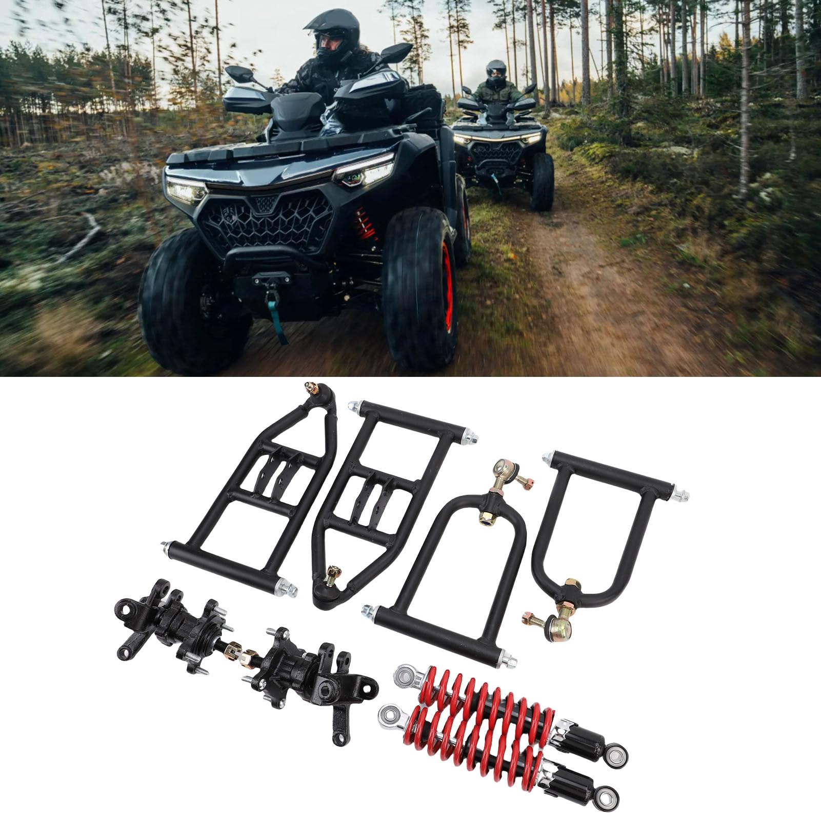 Akozon Kit de Brazo Oscilante de Suspensión Delantera, Experiencia de Conducción Segura y Estable, Go Kart Eléctrico, ATV, Quad Bike, Metal y Goma