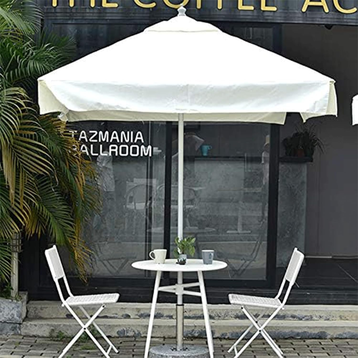 Parasole Tkaninowy Parasol Ogrodowy Z Marmurową Podstawą Prostokątne Patio Aluminiowy Słup Parasol Plażowy Lub Taras Ogrodowy Parasol Ogrodowy(White,200 * 200CM)