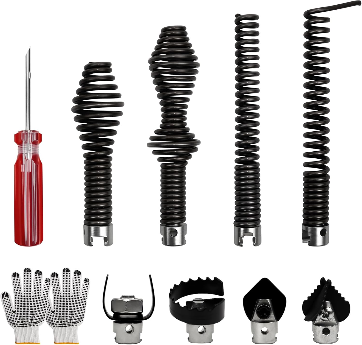 10-Piece Drain Snake Attachments for Ridgid K-400 Accessories, Drain Snake Drill attachment includes Cutting tools, Sawtooth, Glove for C4/6/7/8