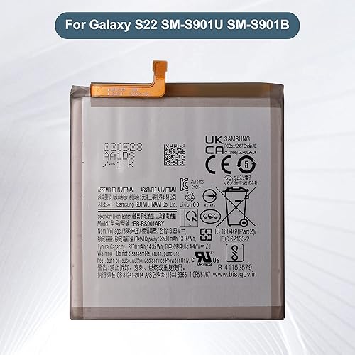 Miniatura 2 de Batería de repuesto EB-BS901ABY compatible con Samsung Galaxy S22 SM-S901U SM-S901B con herramientas