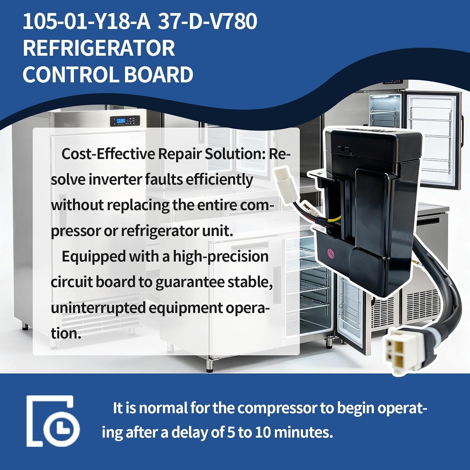 105-01-Y18-A 37-D-V780 Refrigerator Compressor Inverter Board Refrigerator Control Board Compatible with VFL110CY1,Donper Fridge Circuit PCB 100-127V 60Hz Part No.11509116600