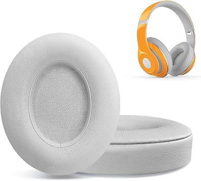 Replacement Ear Pads for Beats Studio 2 & Studio 3 Wired & Wireless Headphones, Ear Cushions, Headset Earpads, Ear Cups Cover with Soft Protein Leather-Grey
