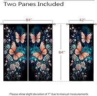 Vista 83 de Cortinas opacas de mariposa para decoración del hogar de niñas y niños, hermosas flores en acuarela, con ojales, aislamiento térmico, cortinas