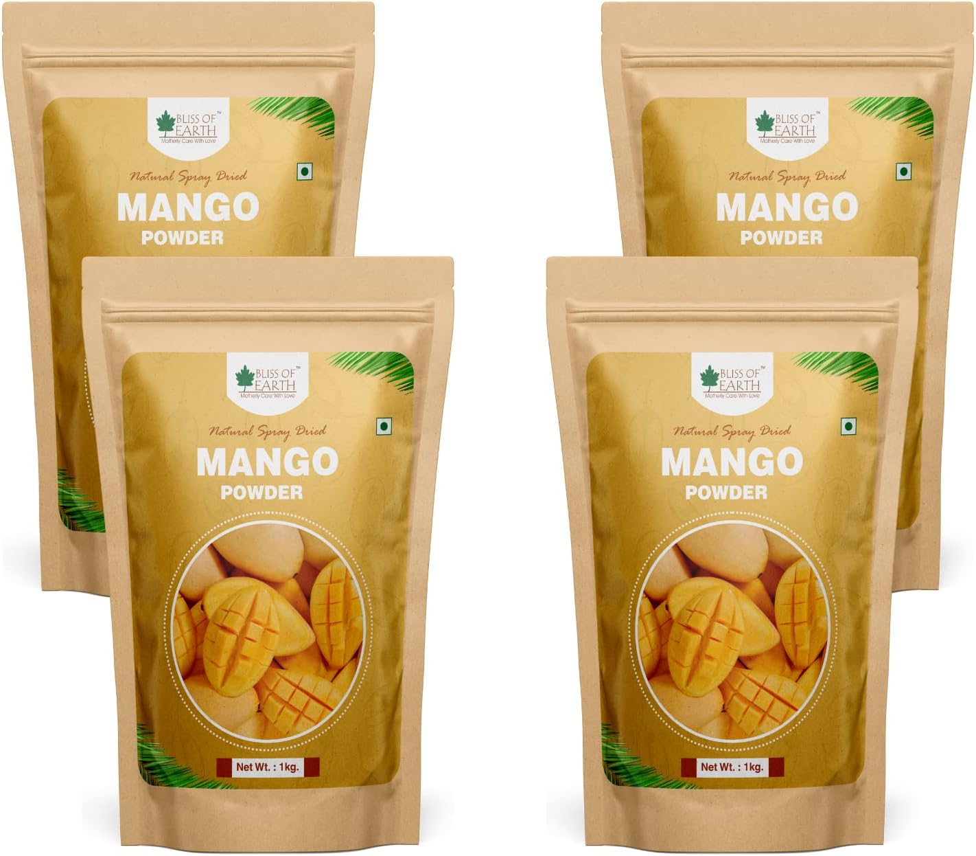 Bliss of Earth 4x1kg Mango Powder Natural Spray Dried king of fruits Vitamin A,C,K Rich (Pack of 4)